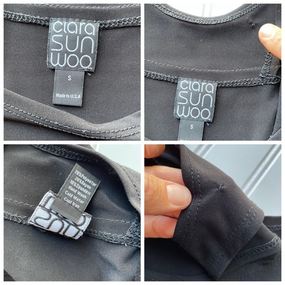 Clara Sun Woo Tunic Dress cut out Black Size Small 3/4 sleeves stretch NWOT - Picture 5 of 8